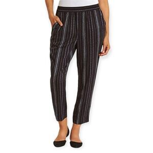 JESSICA SIMPSON GEO PRINT STRIPED ANKLE CROP SOFT ELASTIC WAIST PANTS MEDIUM NWT